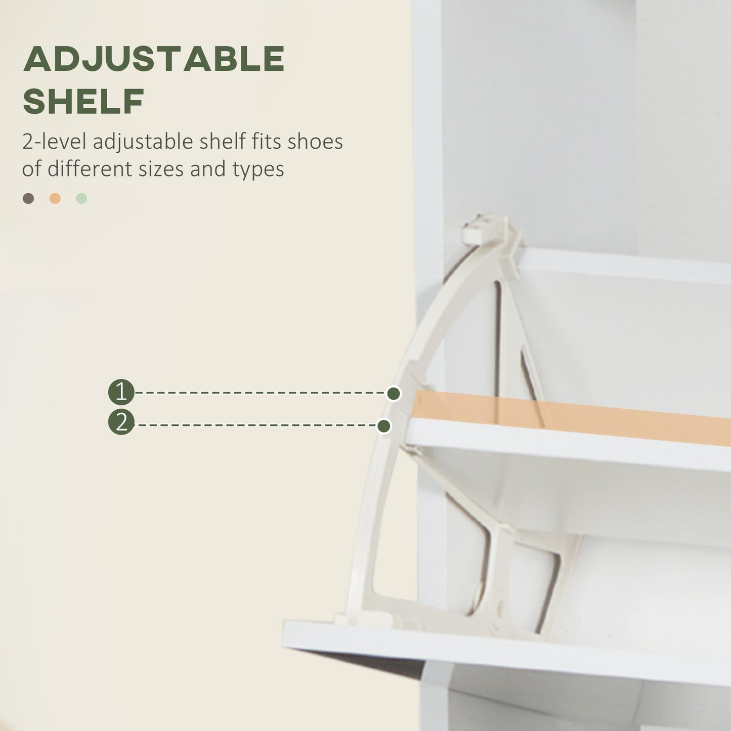 HOMCOM Slim White Shoe Cabinet: 3 Flip Drawers, Adjustable 15-Pair Storage