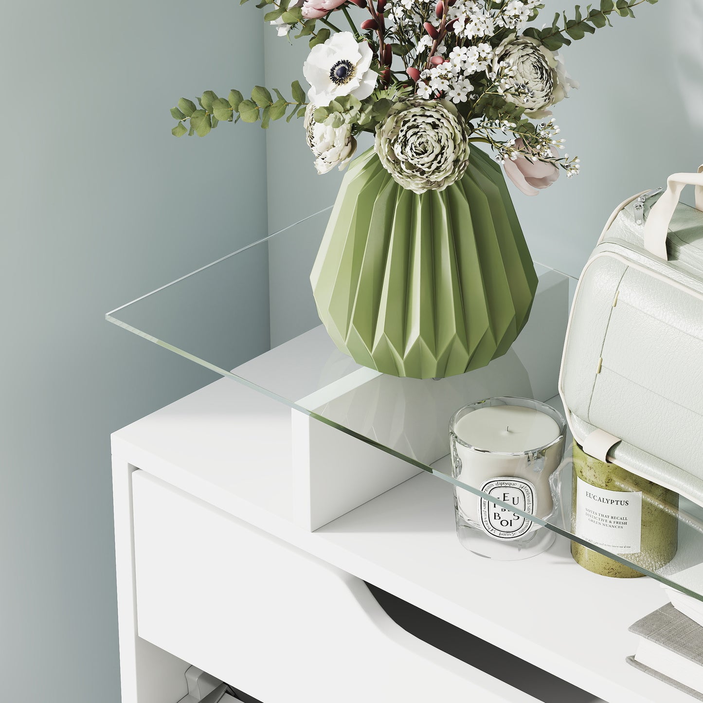 HOMCOM White High Gloss Shoe Cabinet with Adjustable Flip Drawers