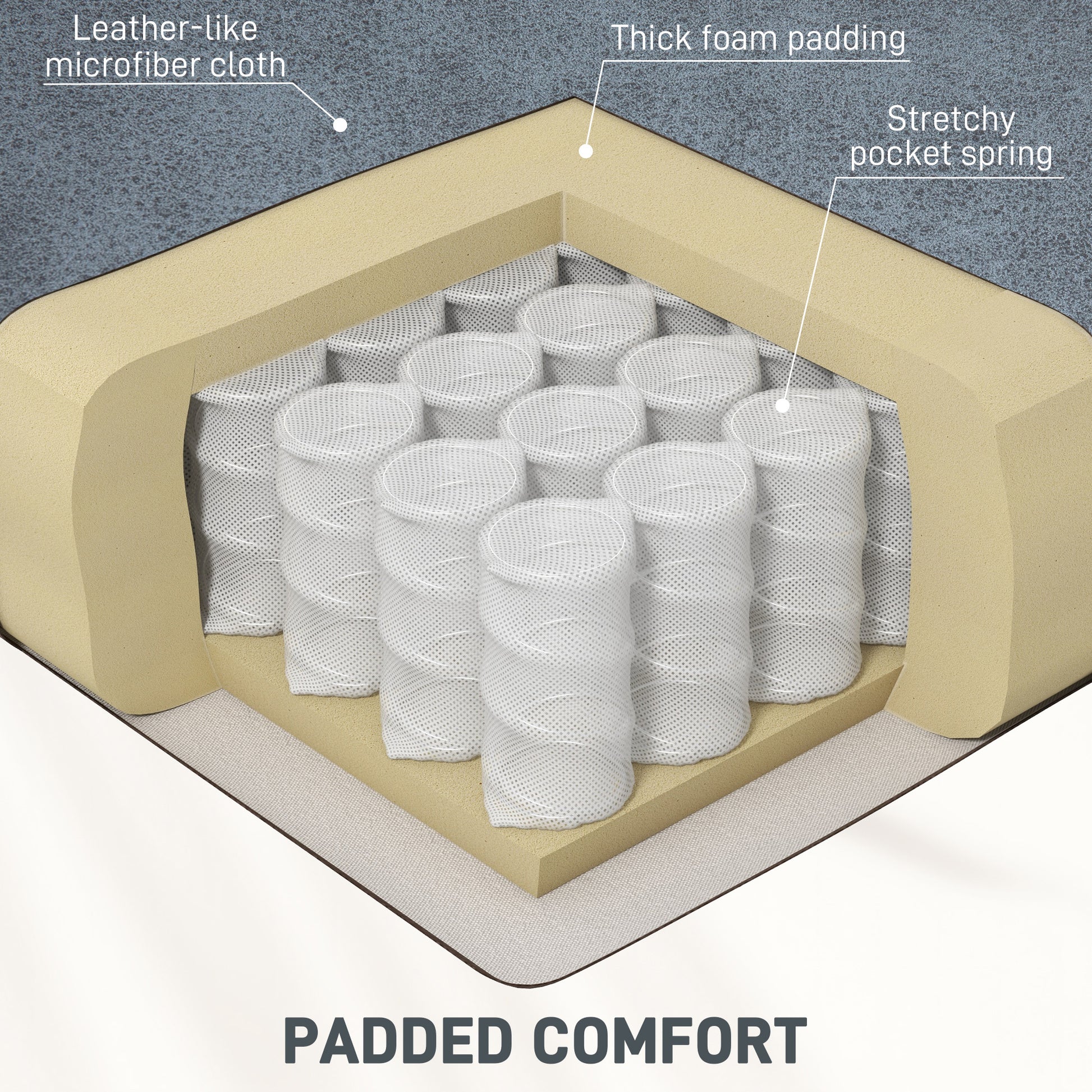 HOMCOM Manual Recliner Massage Chair, Microfibre Fabric, Side Pockets, Blue-Grey