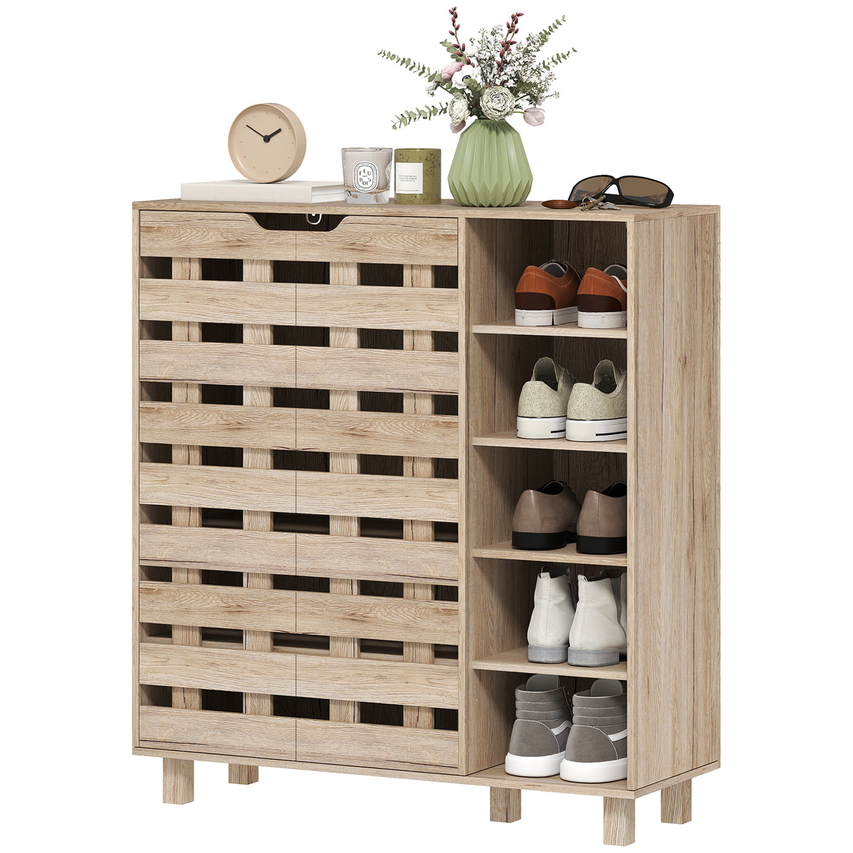 Shoe Cabinet with 5-Tier Double Door Storage – 34"W x 37"H