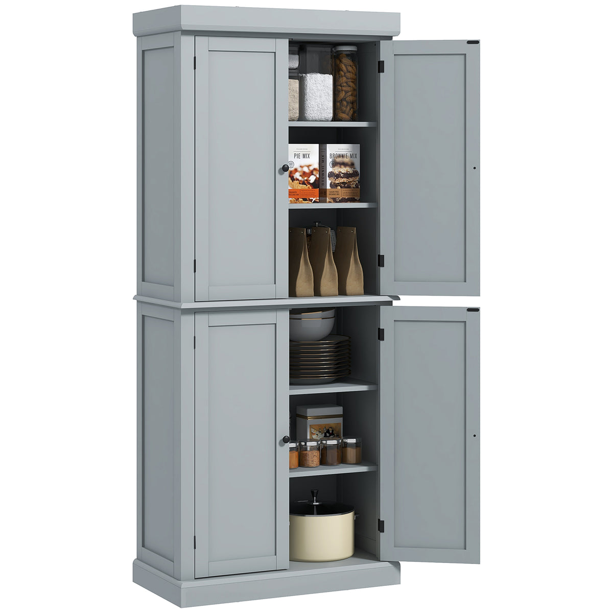 Freestanding Kitchen Pantry Cabinet with 4 Doors – 30"W x 73"H