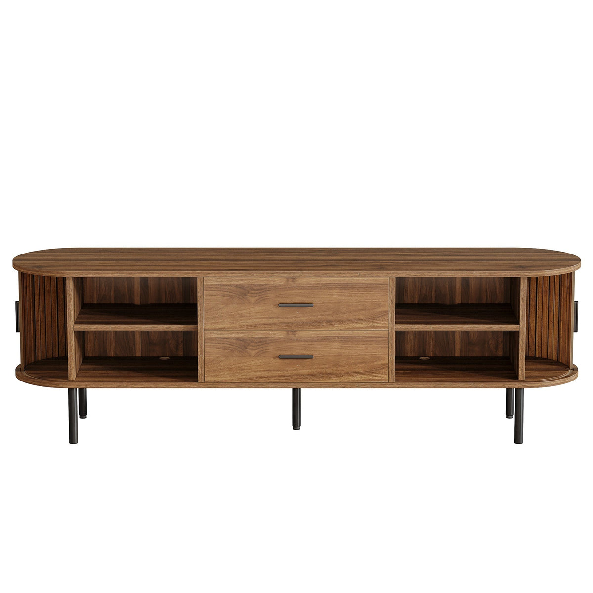 70" TV Stand, Modern Media Console with Storage and Sliding Tambour Door