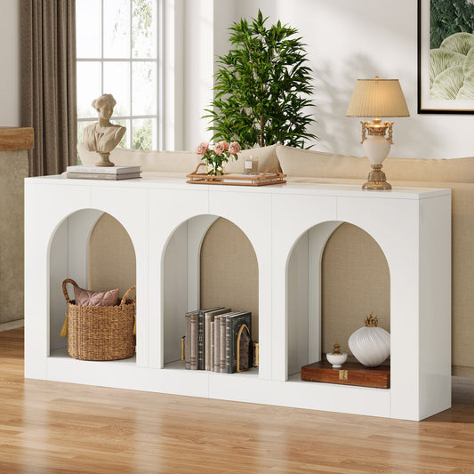 70.9" Arched Console Table, Modern Entryway Table with 3 Arched Shelves