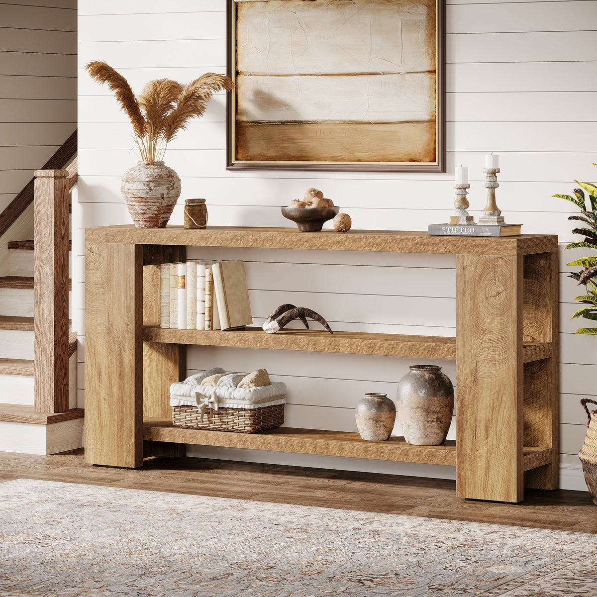 70.9" Console Table, 3-Tier Sofa Foyer Table with Storage for Entryway