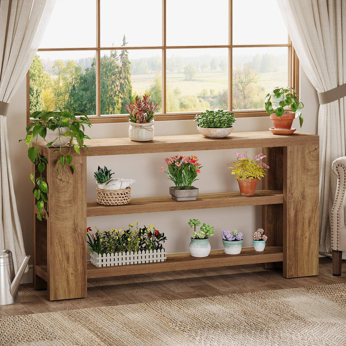 70.9" Console Table, 3-Tier Sofa Foyer Table with Storage for Entryway