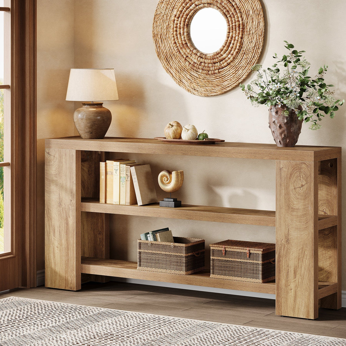 70.9" Console Table, 3-Tier Sofa Foyer Table with Storage for Entryway