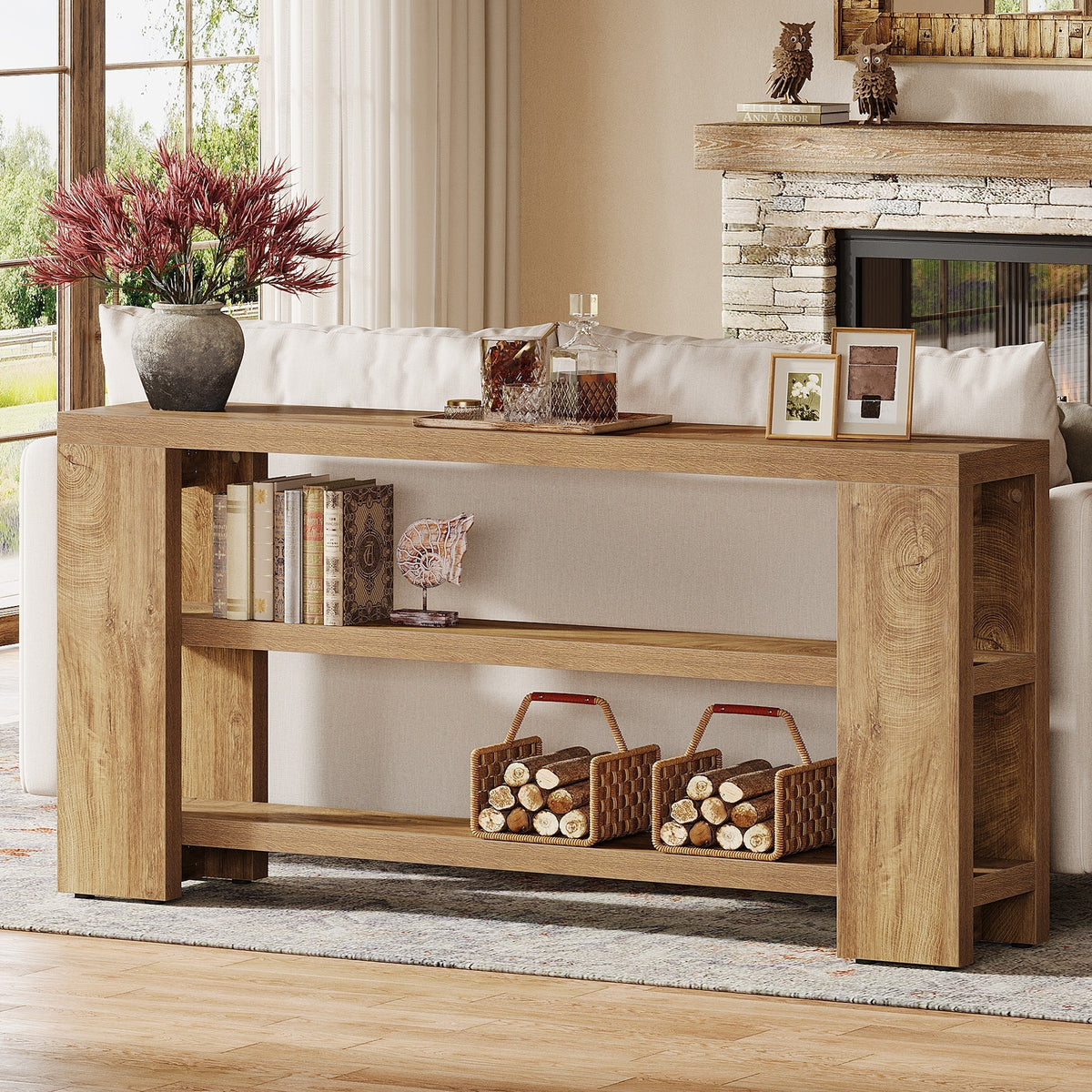 70.9" Console Table, 3-Tier Sofa Foyer Table with Storage for Entryway