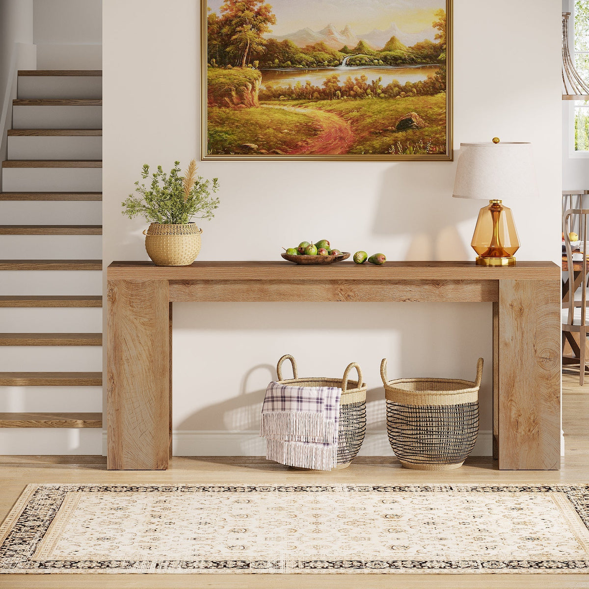 70.9" Wood Console Table, Farmhouse Sofa Table Entryway Table