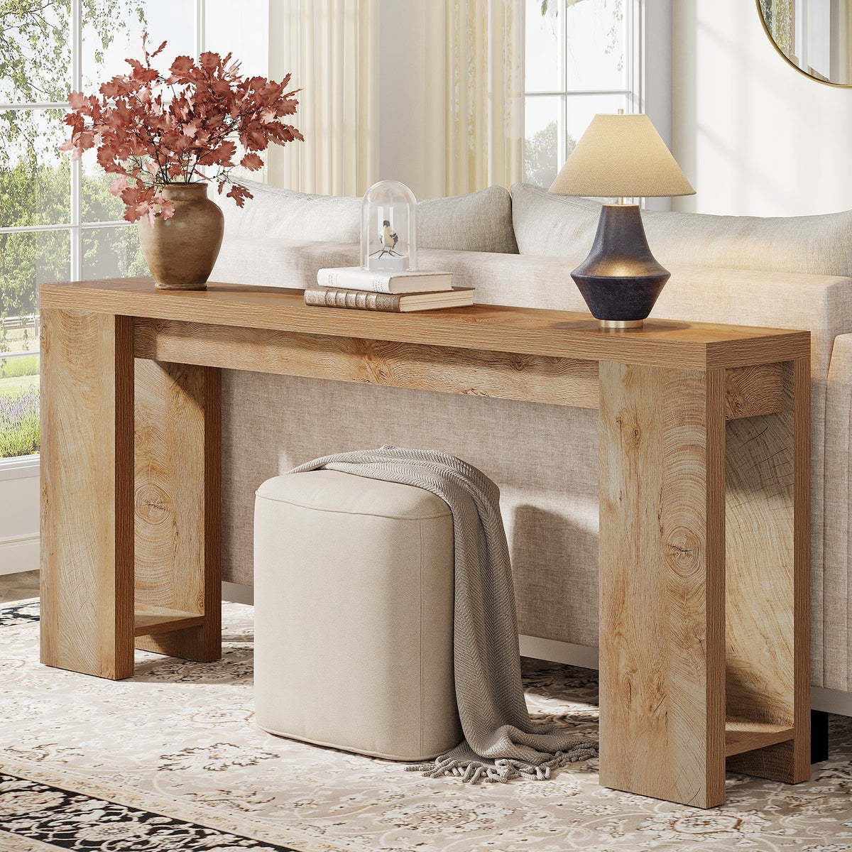 70.9" Wood Console Table, Farmhouse Sofa Table Entryway Table