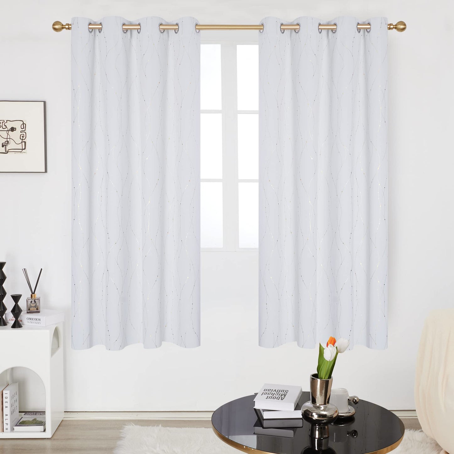 Deconovo Blackout Curtains 84 Inches Long, Thermal Insulated Energy Saving Curtains for Bedroom, Noise Reduction Curtain Drapes for Living Room (52W x 84L Inch, Grey, 2 Panels)