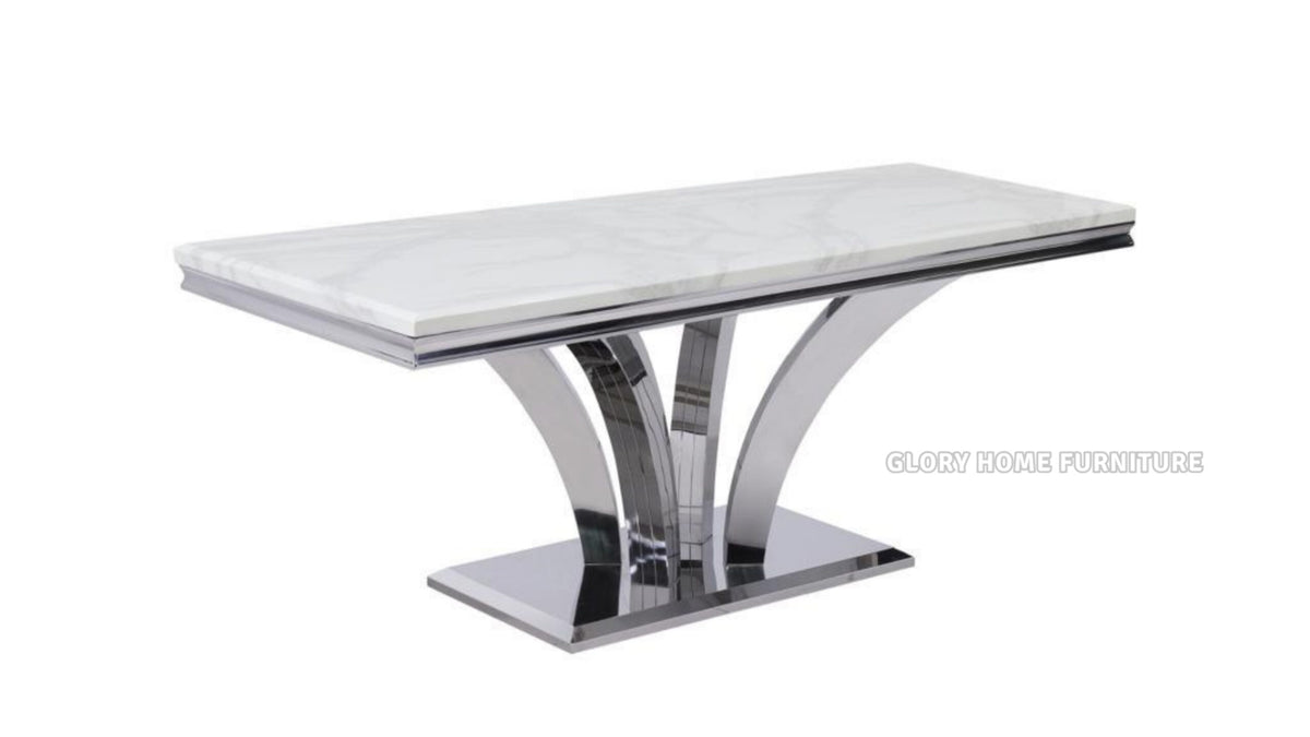 71" Dining Table with V-Shaped Pedestal Base