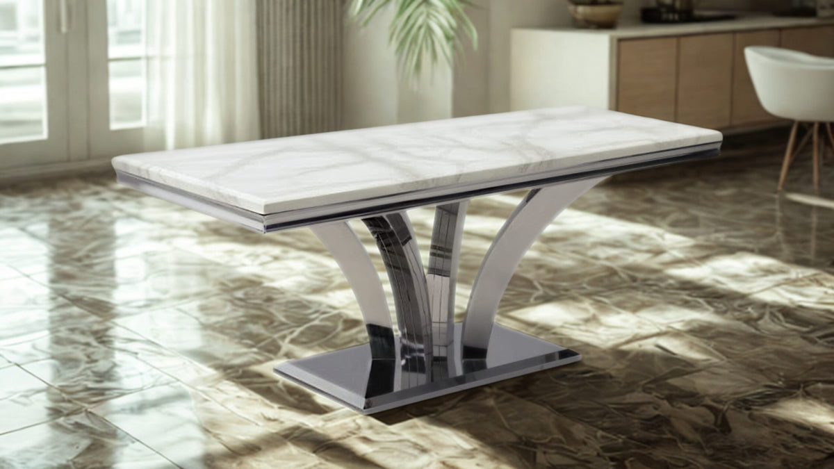 71" Dining Table with V-Shaped Pedestal Base