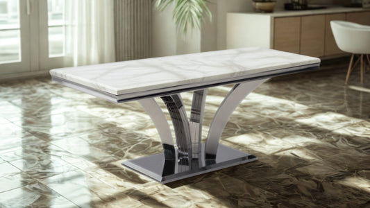71" Dining Table with V-Shaped Pedestal Base