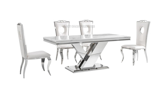 71" Marble Dining Table with X-Base