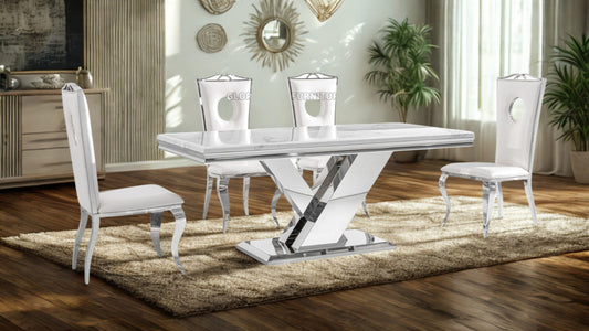 71" Marble Dining Table with X-Base