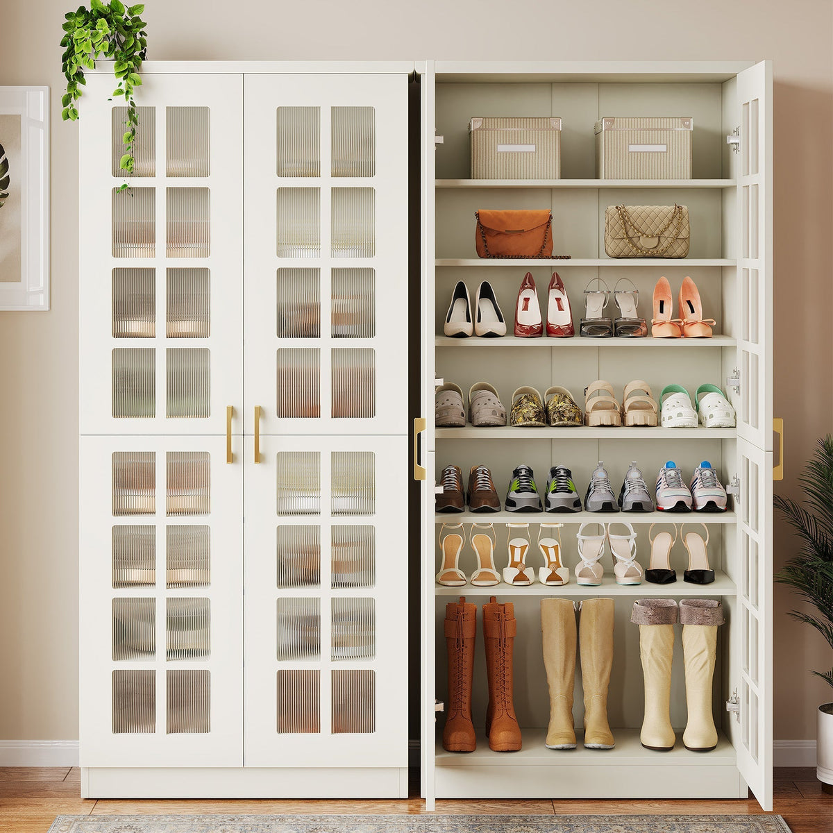 Modern Shoe Cabinet, 8-Tier Shoe Storage Racks With Adjustable Shelves