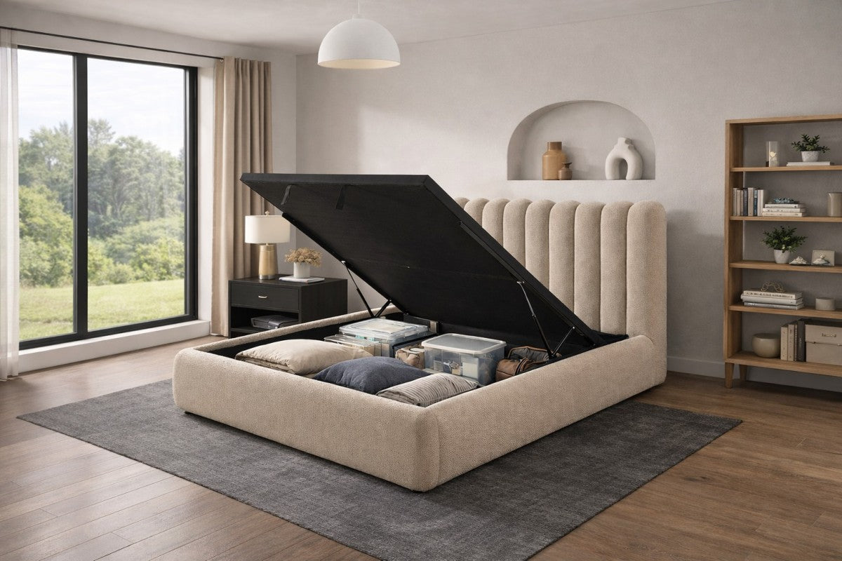 KING LIFT BED FRAME - TAUPE