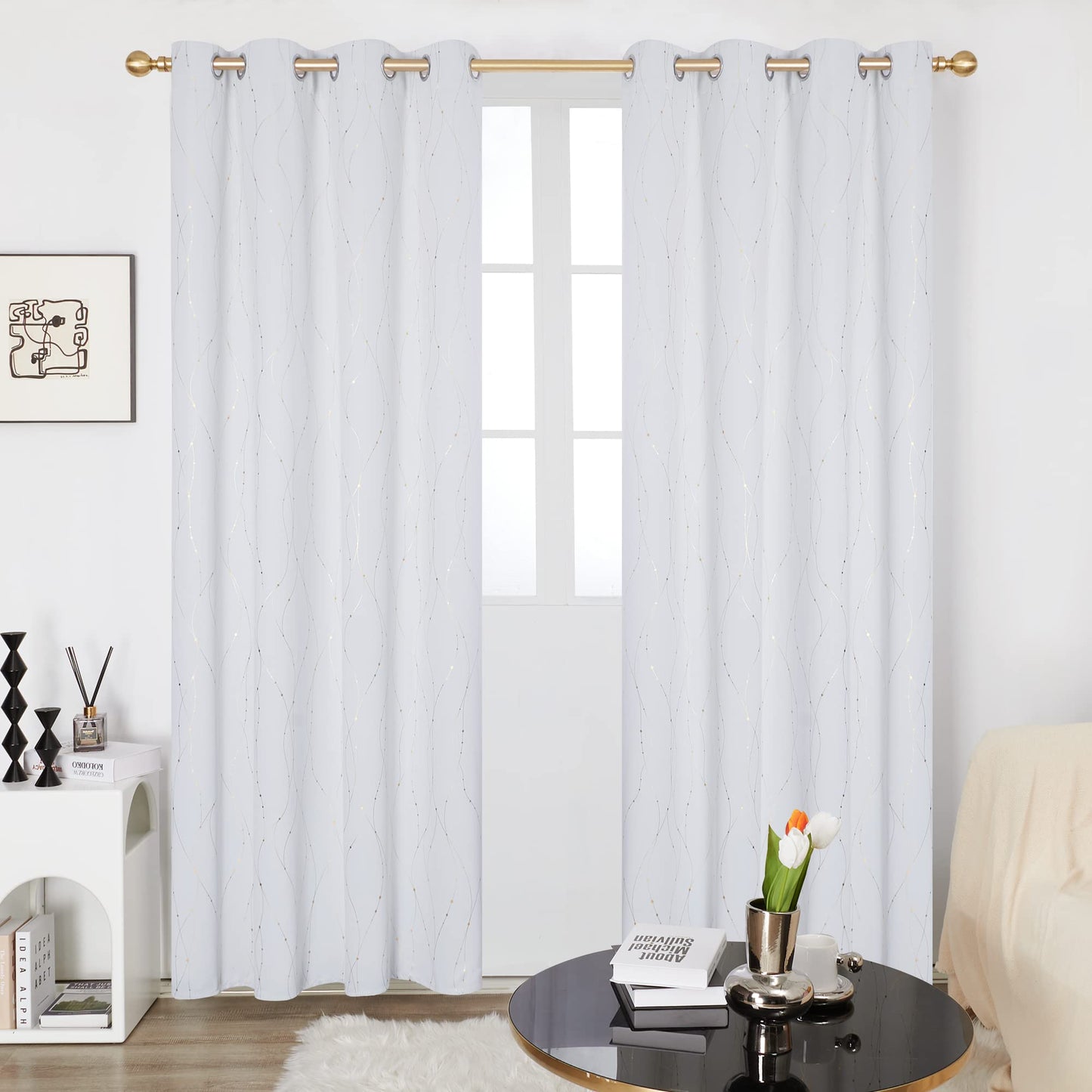 Deconovo Blackout Curtains 84 Inches Long, Thermal Insulated Energy Saving Curtains for Bedroom, Noise Reduction Curtain Drapes for Living Room (52W x 84L Inch, Grey, 2 Panels)