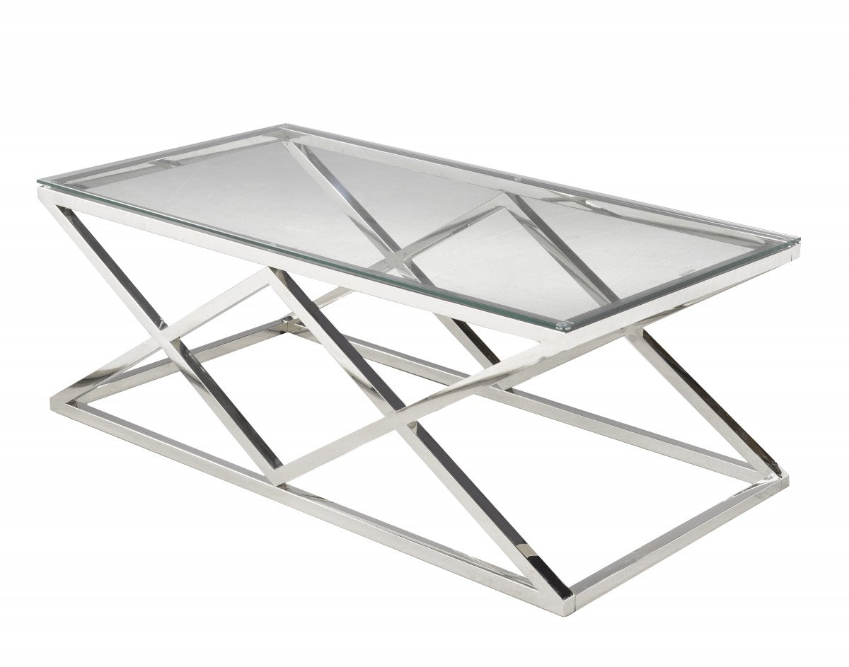 Glass Coffee Table – Silver