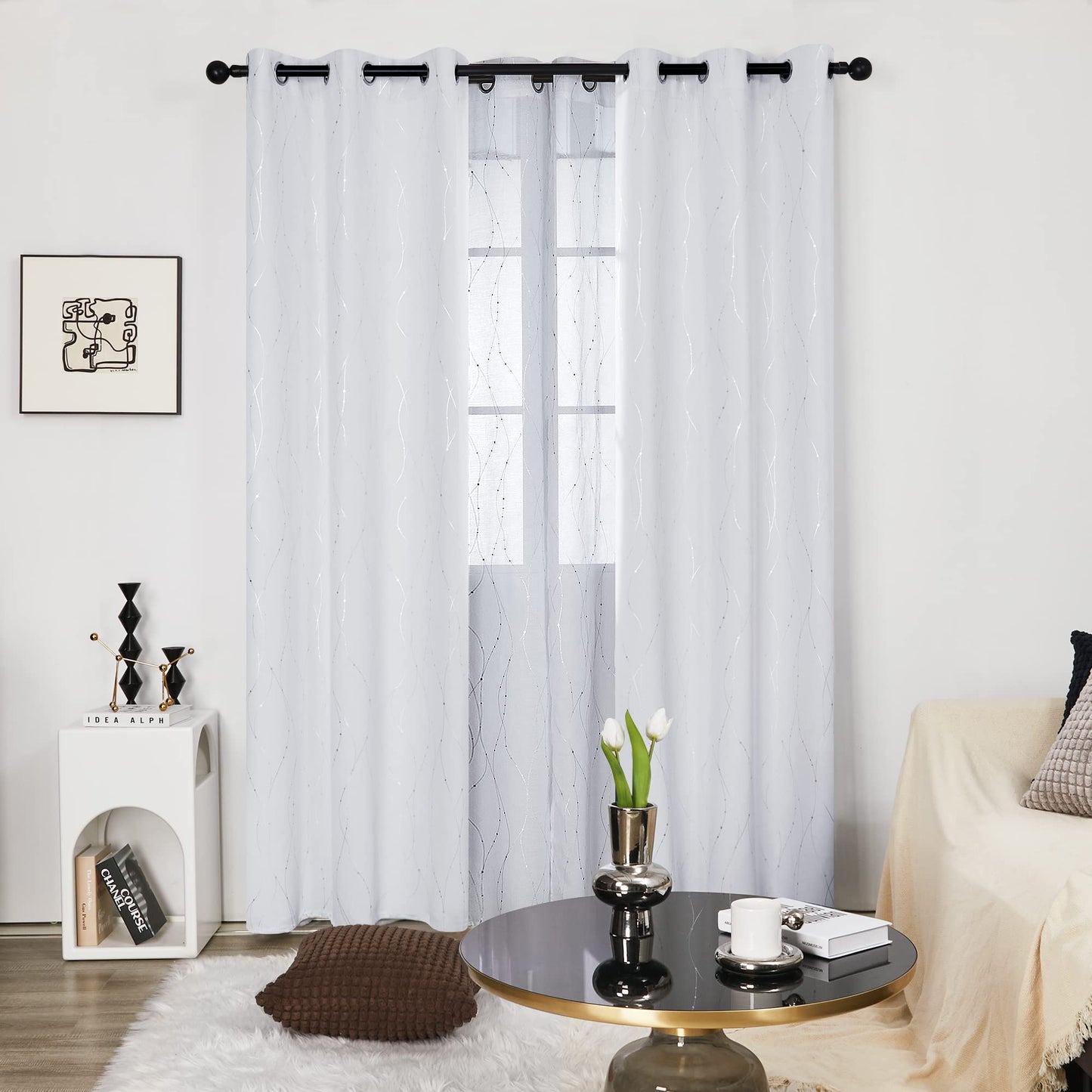 Deconovo Blackout Curtains 84 Inches Long, Thermal Insulated Energy Saving Curtains for Bedroom, Noise Reduction Curtain Drapes for Living Room (52W x 84L Inch, Grey, 2 Panels)