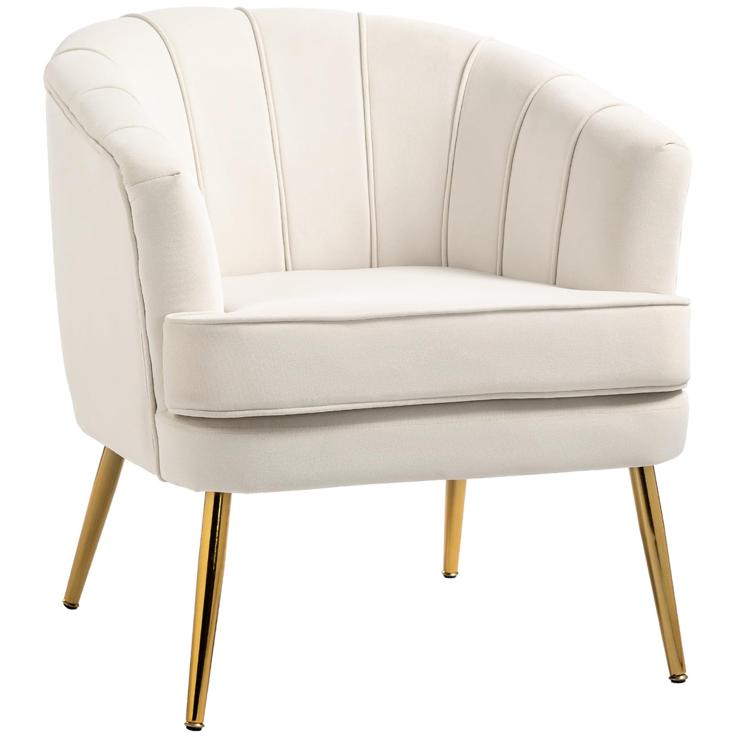 Fabric Accent Chair, Velvet Armchair, Modern Living Room Chair with Gold Metal Legs and Thick Padding for Bedroom, Grey