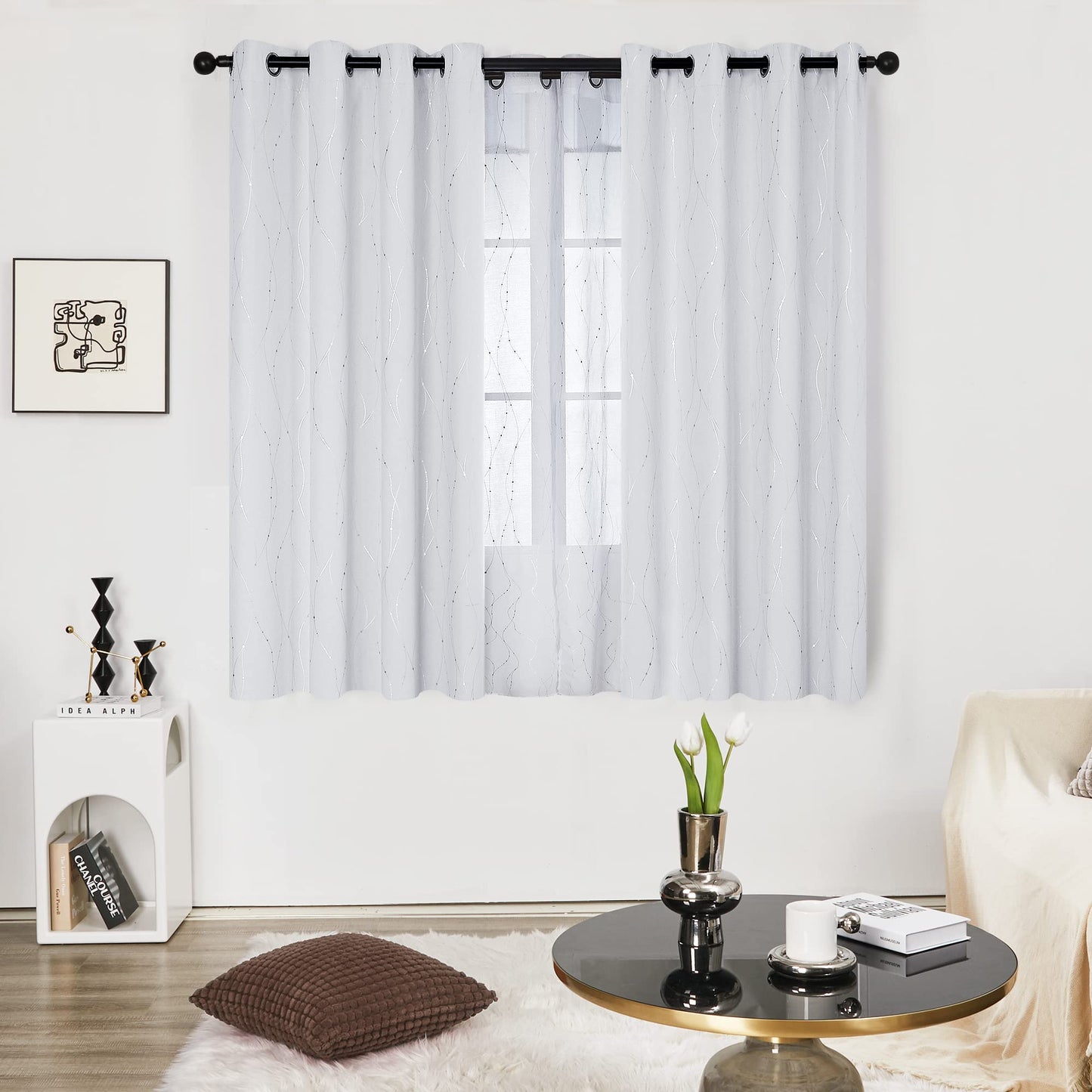 Deconovo Blackout Curtains 84 Inches Long, Thermal Insulated Energy Saving Curtains for Bedroom, Noise Reduction Curtain Drapes for Living Room (52W x 84L Inch, Grey, 2 Panels)