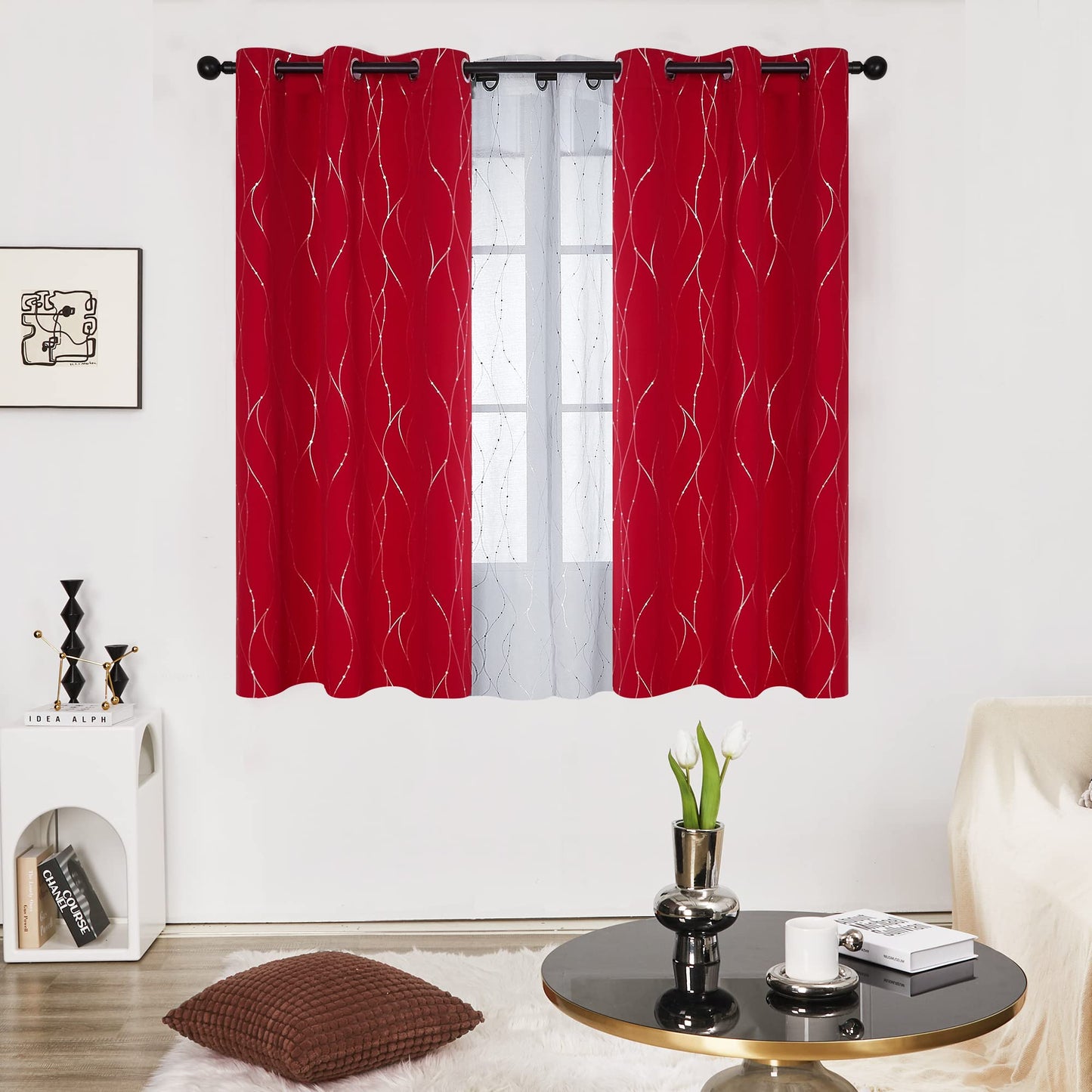 Deconovo Blackout Curtains 84 Inches Long, Thermal Insulated Energy Saving Curtains for Bedroom, Noise Reduction Curtain Drapes for Living Room (52W x 84L Inch, Grey, 2 Panels)