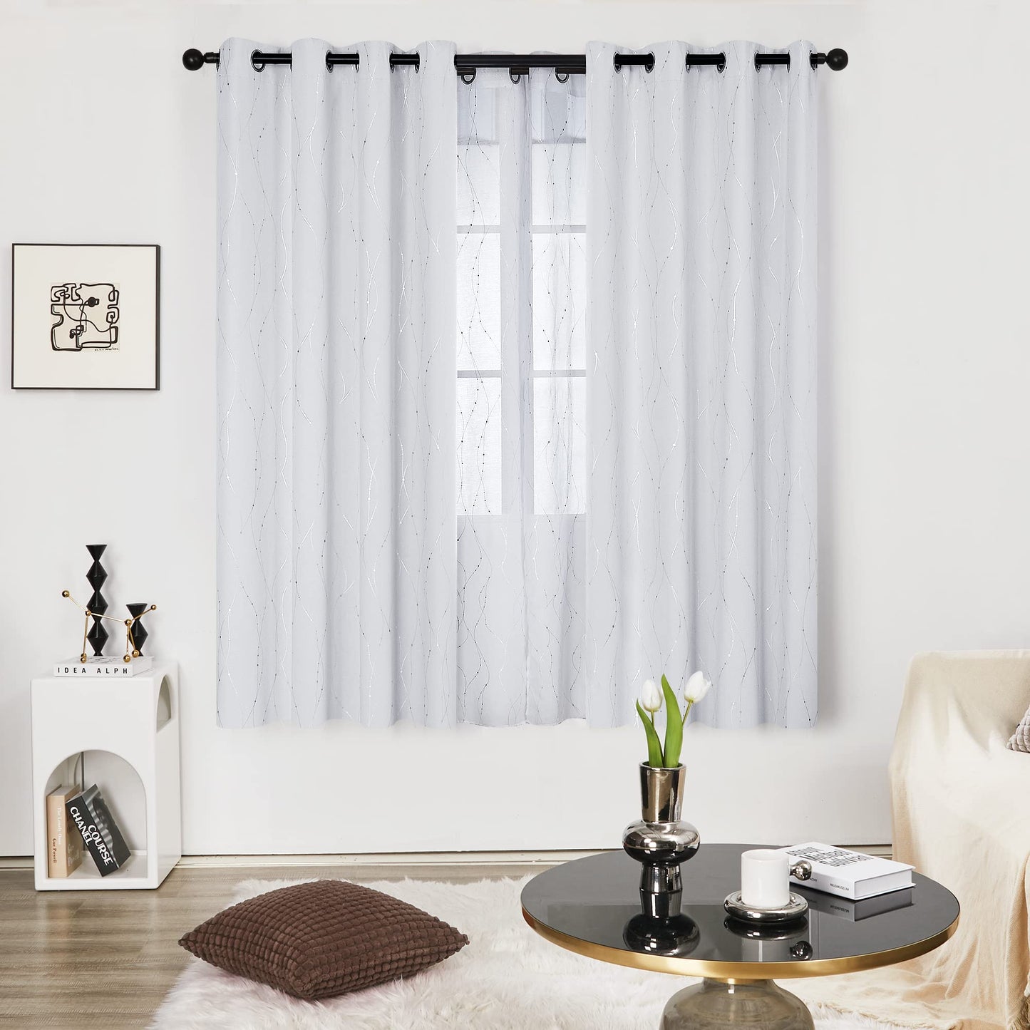 Deconovo Blackout Curtains 84 Inches Long, Thermal Insulated Energy Saving Curtains for Bedroom, Noise Reduction Curtain Drapes for Living Room (52W x 84L Inch, Grey, 2 Panels)