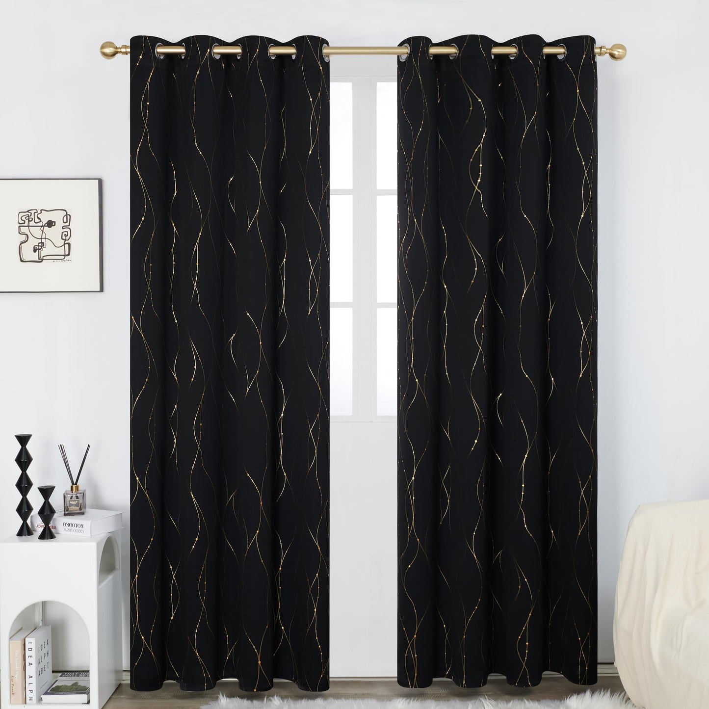 Deconovo Blackout Curtains 84 Inches Long, Thermal Insulated Energy Saving Curtains for Bedroom, Noise Reduction Curtain Drapes for Living Room (52W x 84L Inch, Grey, 2 Panels)