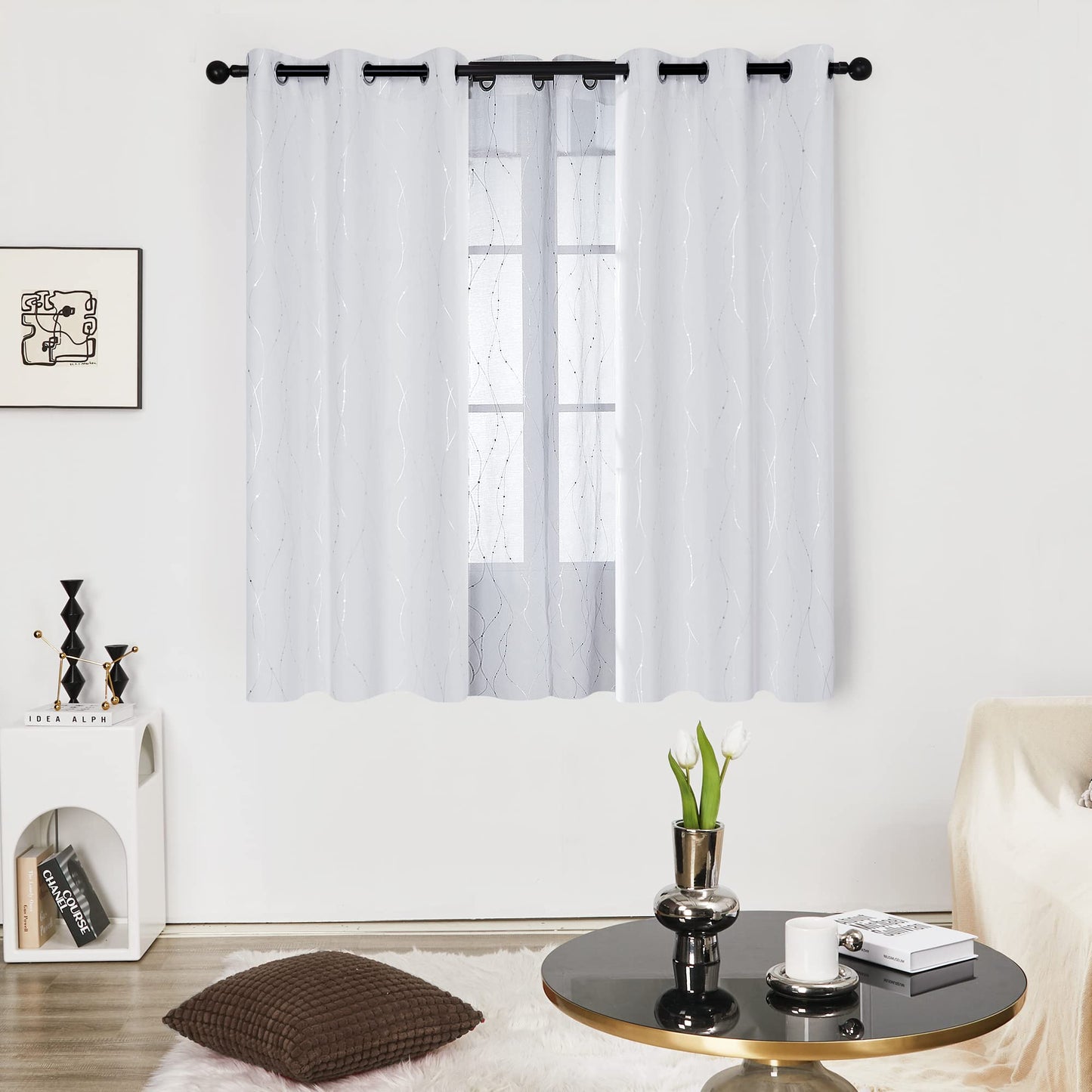 Deconovo Blackout Curtains 84 Inches Long, Thermal Insulated Energy Saving Curtains for Bedroom, Noise Reduction Curtain Drapes for Living Room (52W x 84L Inch, Grey, 2 Panels)