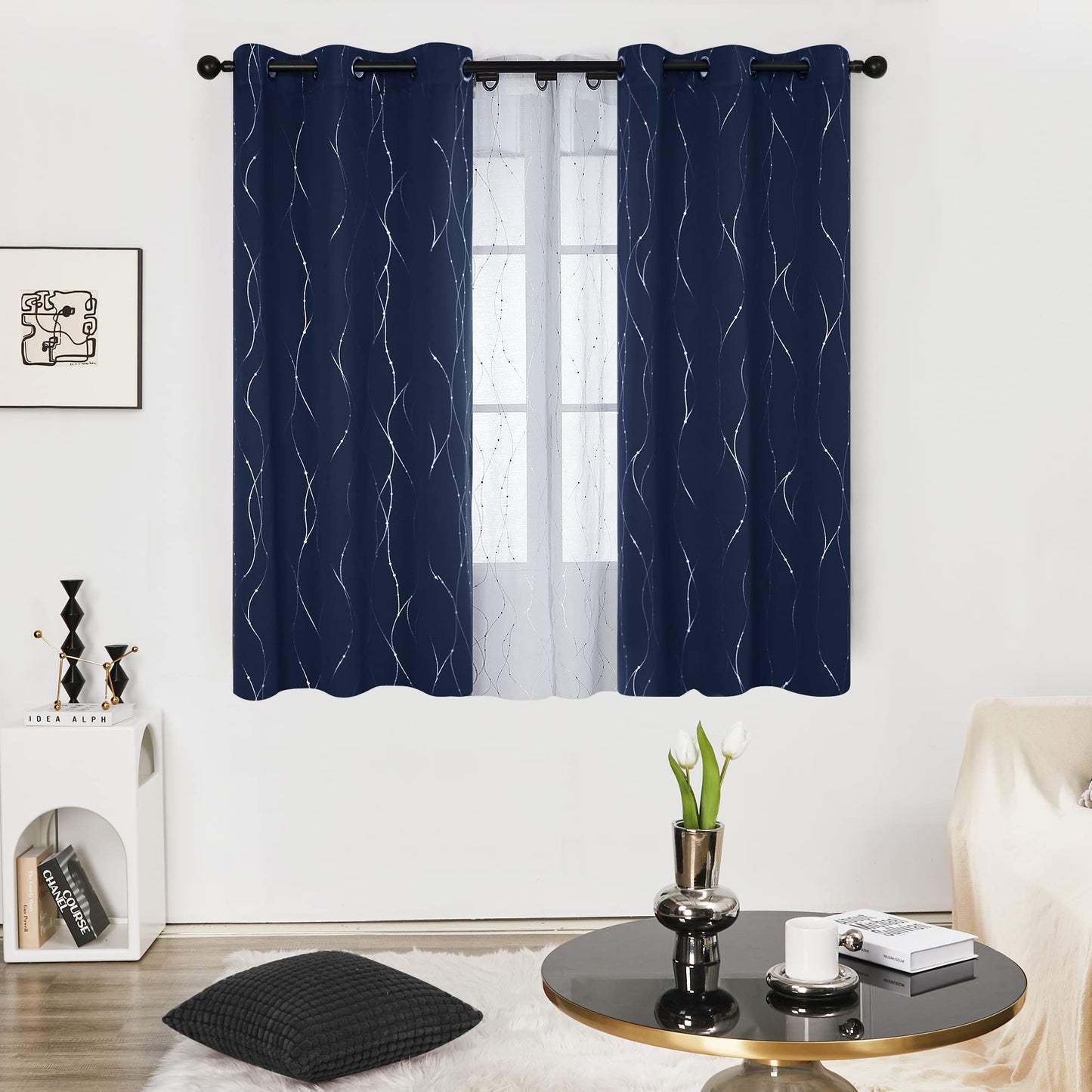 Deconovo Blackout Curtains 84 Inches Long, Thermal Insulated Energy Saving Curtains for Bedroom, Noise Reduction Curtain Drapes for Living Room (52W x 84L Inch, Grey, 2 Panels)