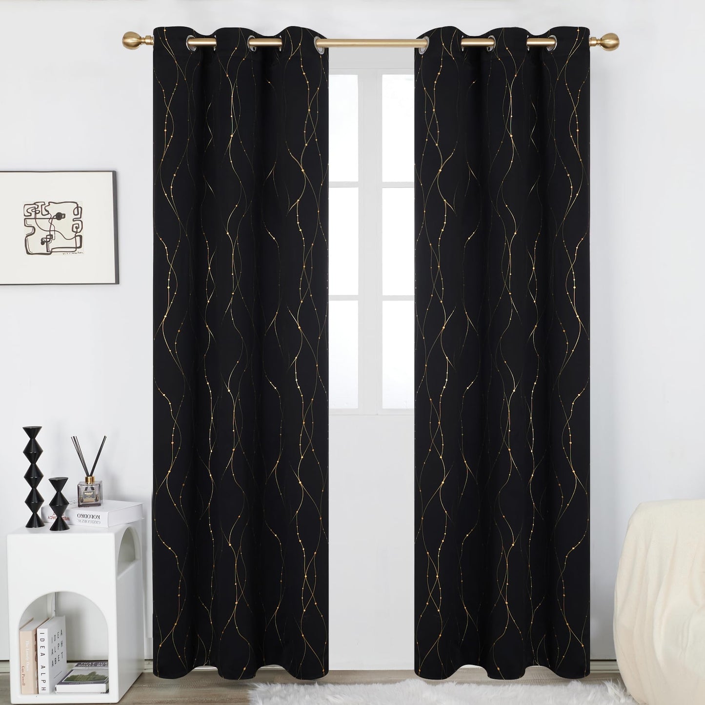 Deconovo Blackout Curtains 84 Inches Long, Thermal Insulated Energy Saving Curtains for Bedroom, Noise Reduction Curtain Drapes for Living Room (52W x 84L Inch, Grey, 2 Panels)