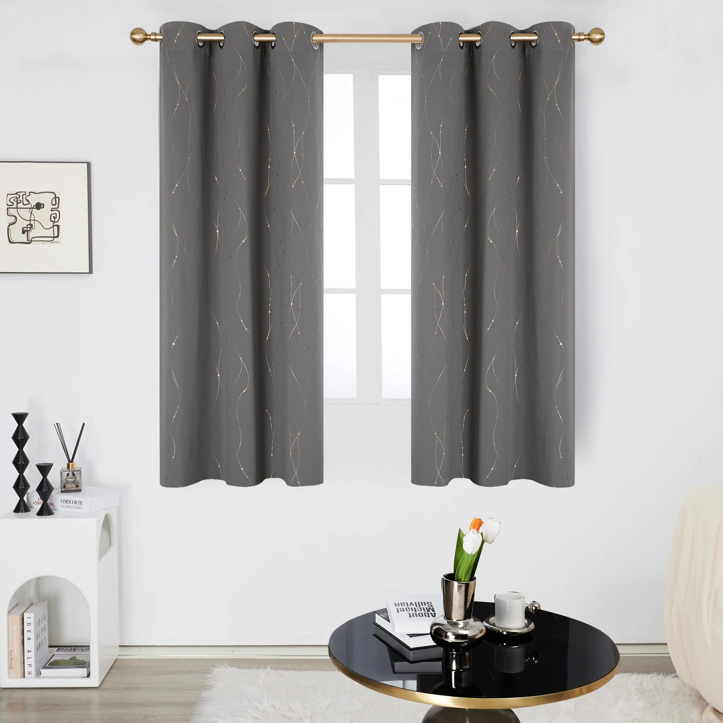 Deconovo Blackout Curtains 84 Inches Long, Thermal Insulated Energy Saving Curtains for Bedroom, Noise Reduction Curtain Drapes for Living Room (52W x 84L Inch, Grey, 2 Panels)