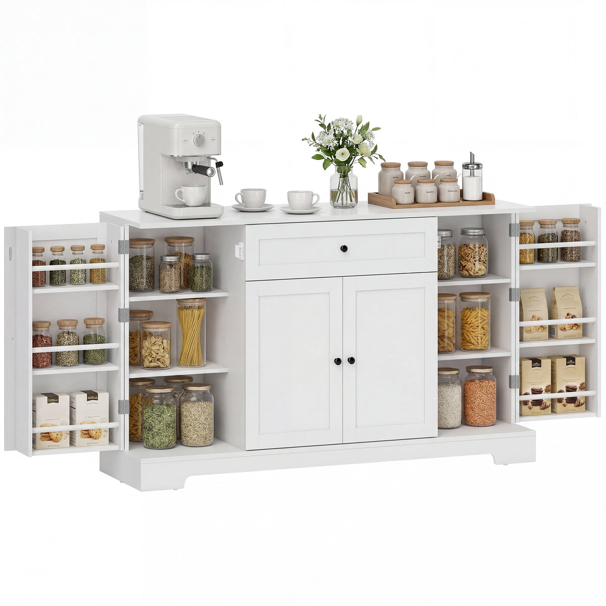 Modern Kitchen Storage Cabinet with Drawer – 55"W x 31"H