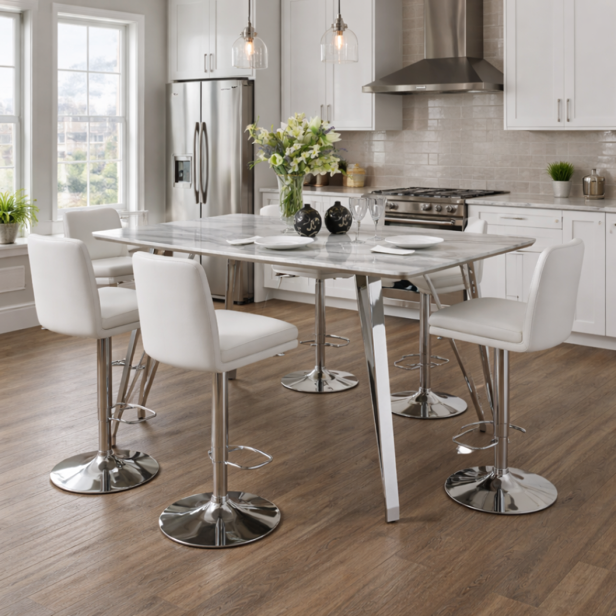 Marble Counter Table – Silver