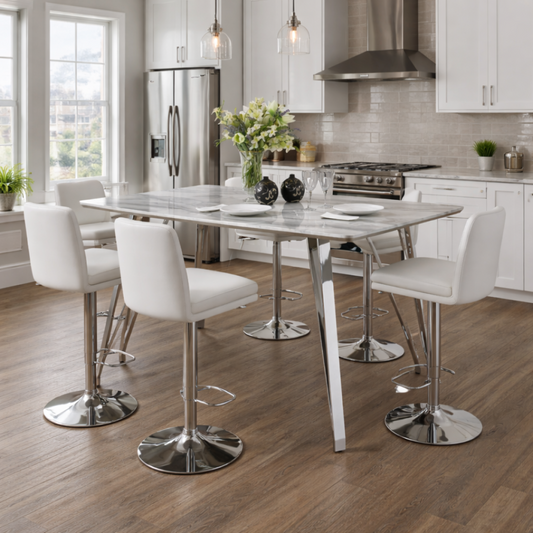 Marble Counter Table – Silver