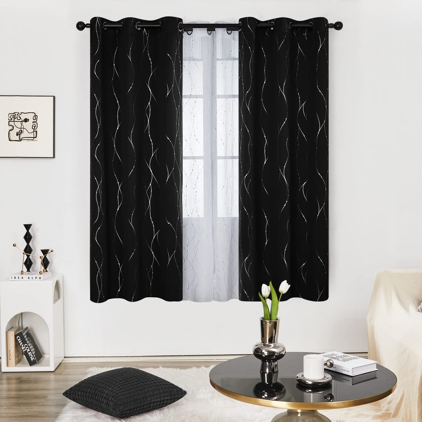 Deconovo Blackout Curtains 84 Inches Long, Thermal Insulated Energy Saving Curtains for Bedroom, Noise Reduction Curtain Drapes for Living Room (52W x 84L Inch, Grey, 2 Panels)