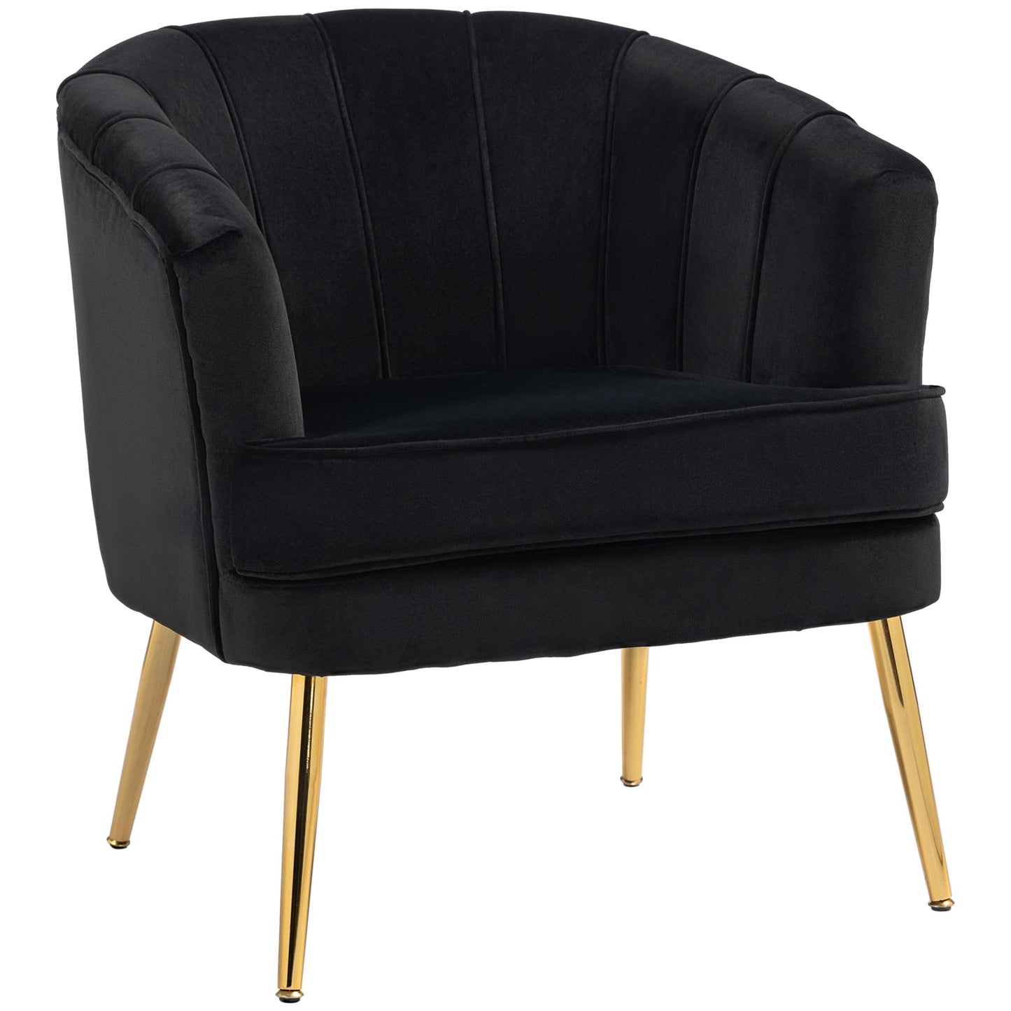 Fabric Accent Chair, Velvet Armchair, Modern Living Room Chair with Gold Metal Legs and Thick Padding for Bedroom, Grey