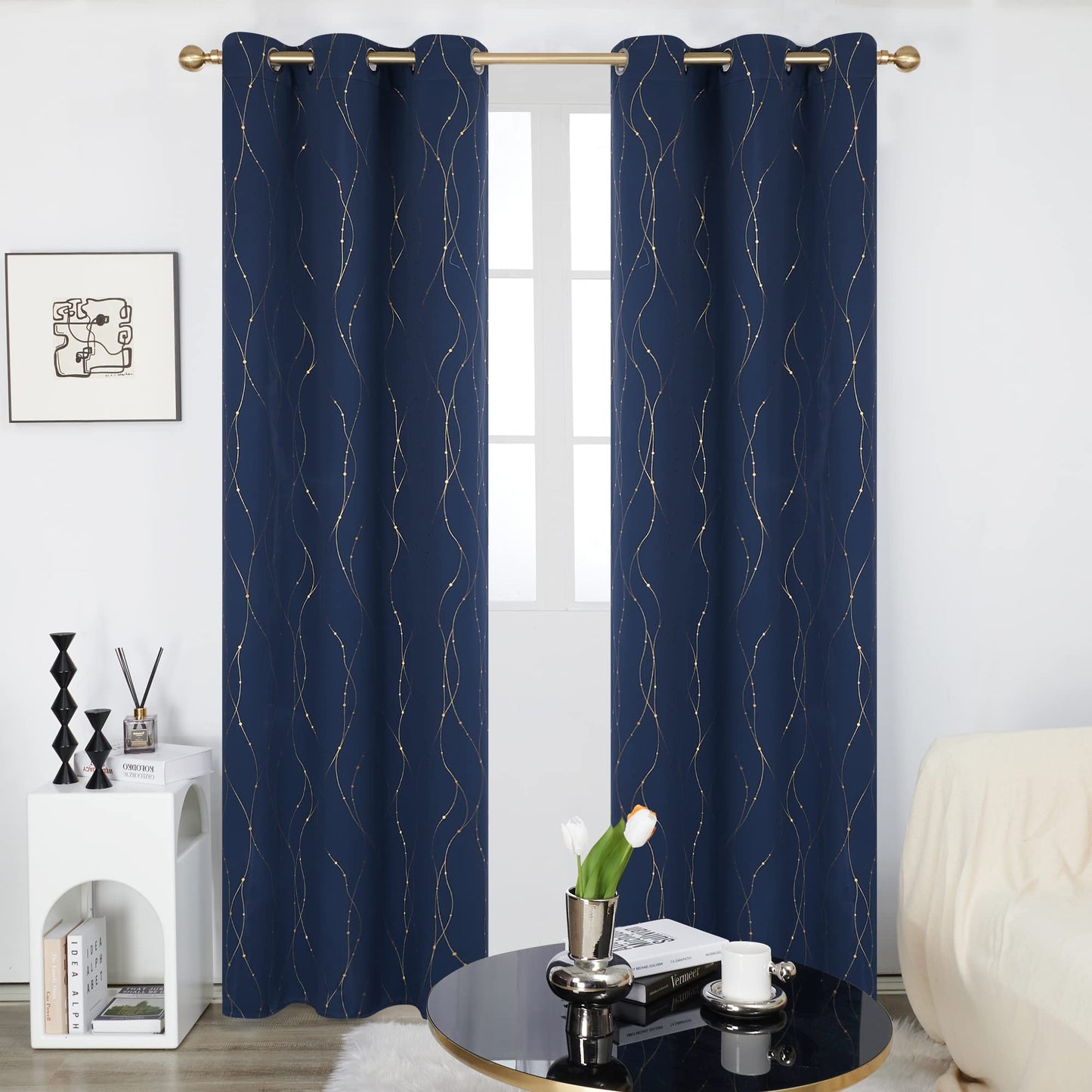 Deconovo Blackout Curtains 84 Inches Long, Thermal Insulated Energy Saving Curtains for Bedroom, Noise Reduction Curtain Drapes for Living Room (52W x 84L Inch, Grey, 2 Panels)