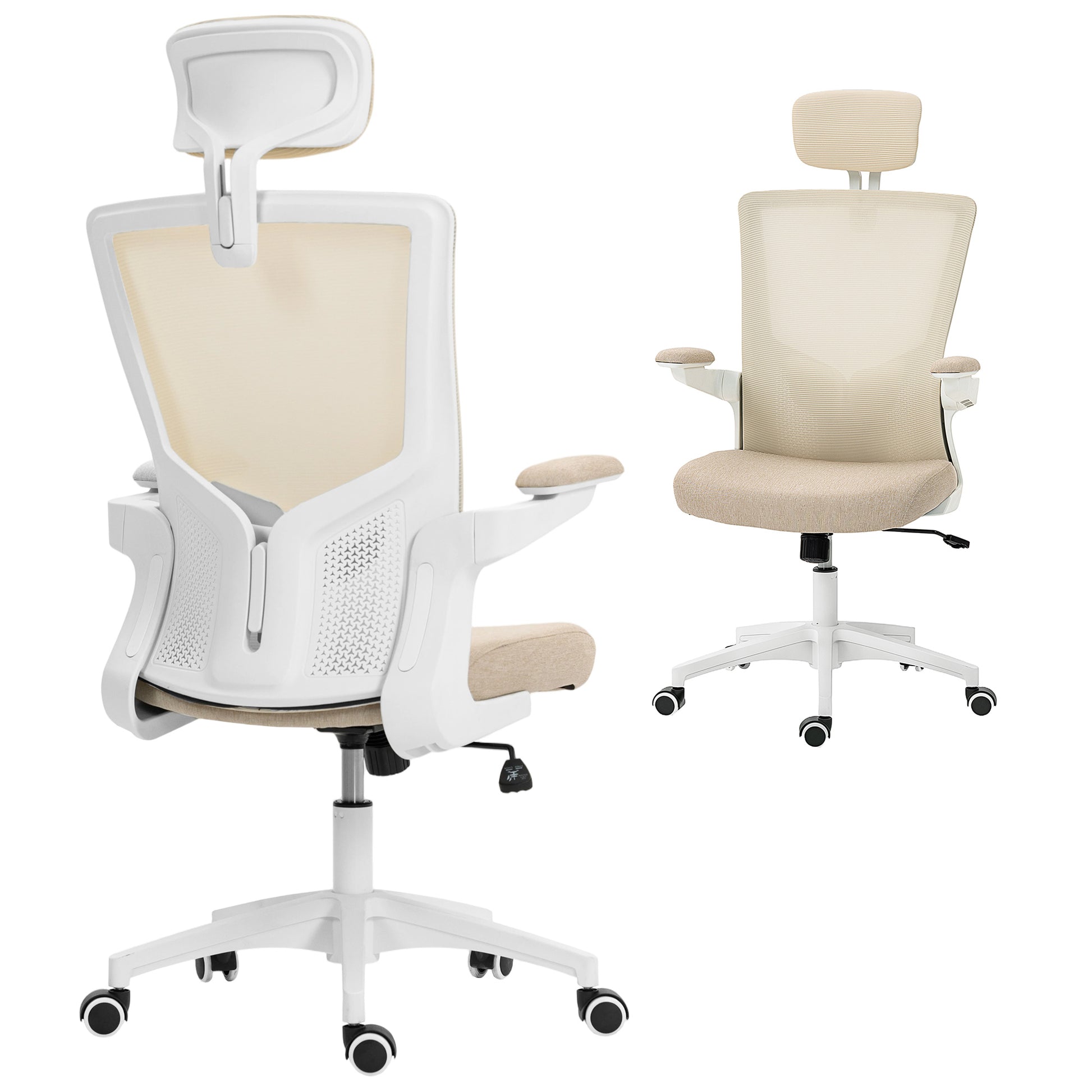HOMCOM Ergonomic Swivel Desk Chair with Adjustable Lumbar Support & Flip-up Armrests