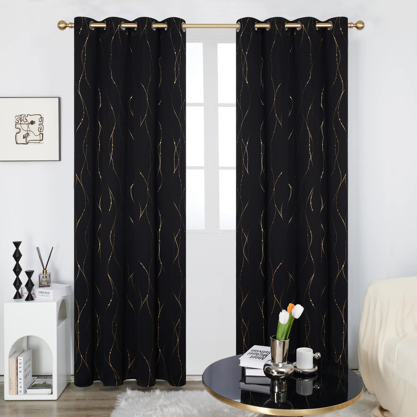 Deconovo Blackout Curtains 84 Inches Long, Thermal Insulated Energy Saving Curtains for Bedroom, Noise Reduction Curtain Drapes for Living Room (52W x 84L Inch, Grey, 2 Panels)