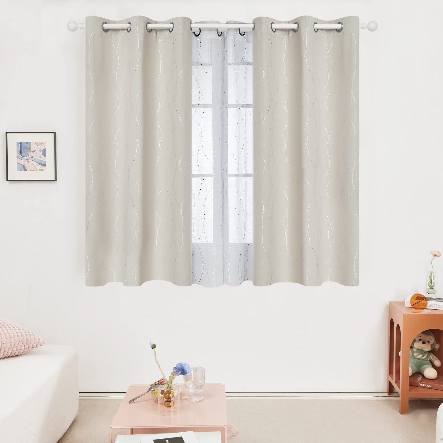 Deconovo Blackout Curtains 84 Inches Long, Thermal Insulated Energy Saving Curtains for Bedroom, Noise Reduction Curtain Drapes for Living Room (52W x 84L Inch, Grey, 2 Panels)