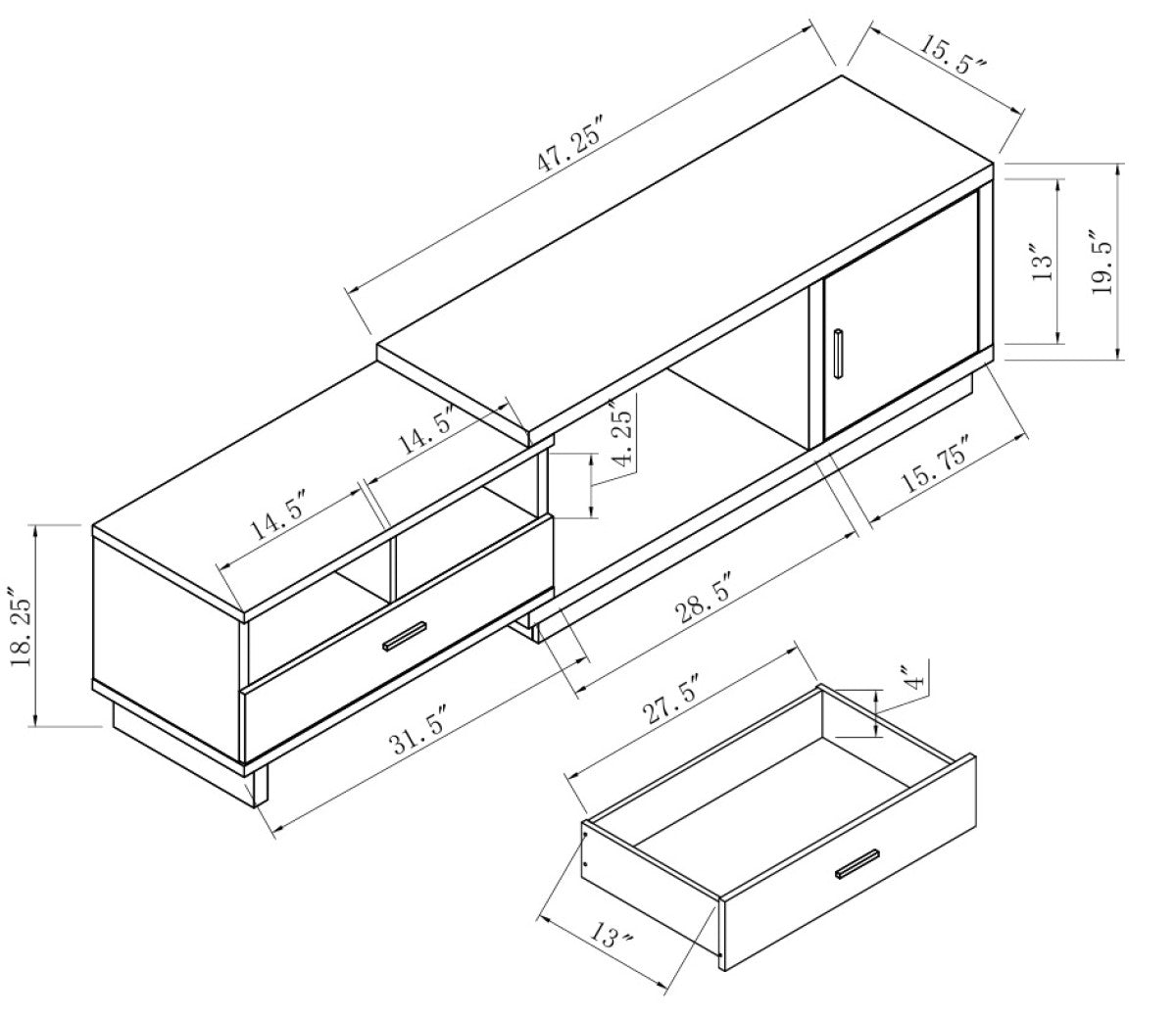 48'' Expandable TV Stand – Dark Cherry
