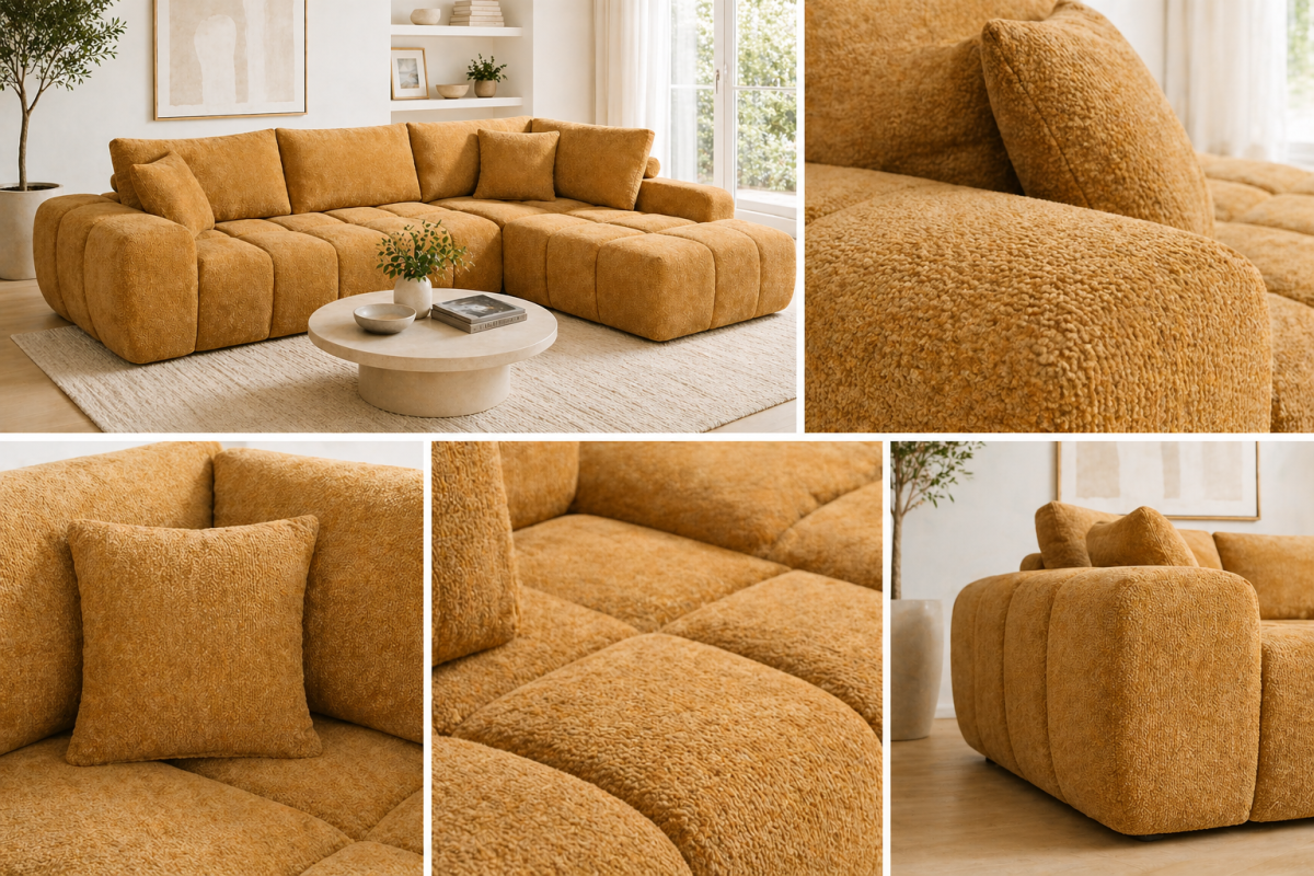Tufted Sectional – Mustard
