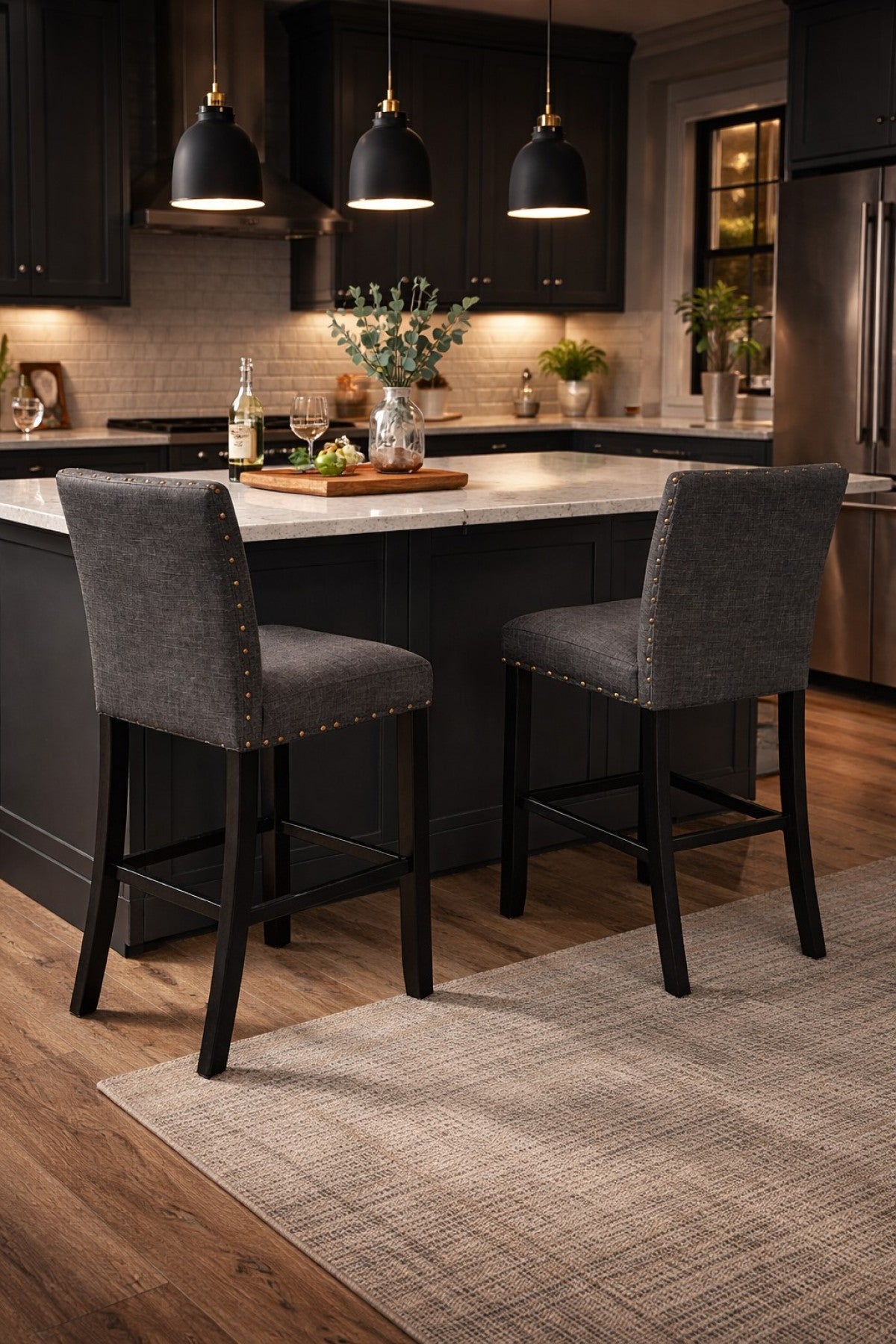 Upholstered 29'' Bar Stool, Set of 2 – Grey