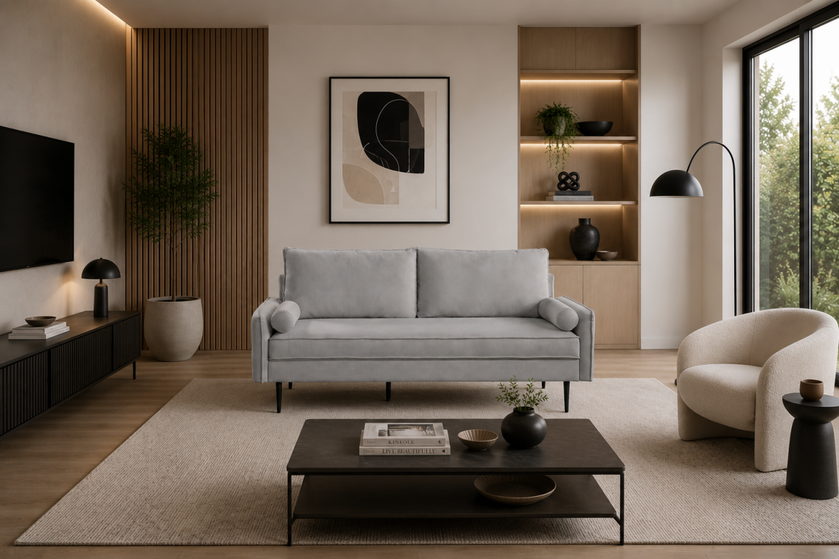 Upholstered Sofa – Grey