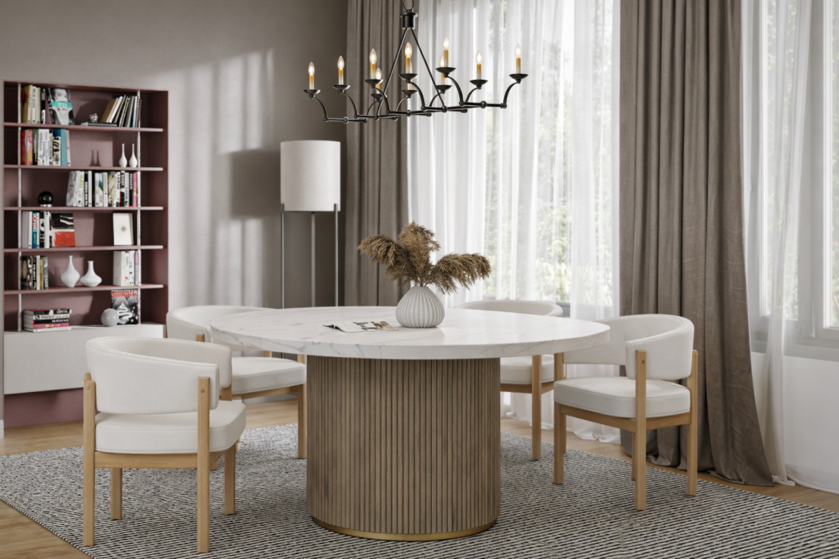 Marble Dining Table – Grey Wash (Style 2)
