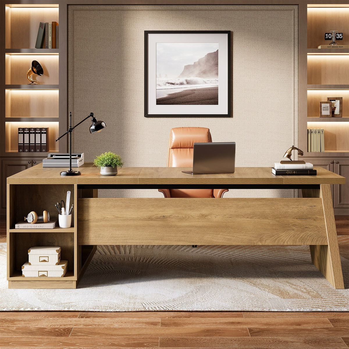 78" L-Shaped Executive Desk, Corner Computer Desk Home Office Desk