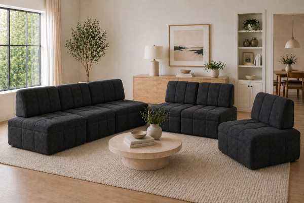 Brassex 3-Piece Modular Sofa Black