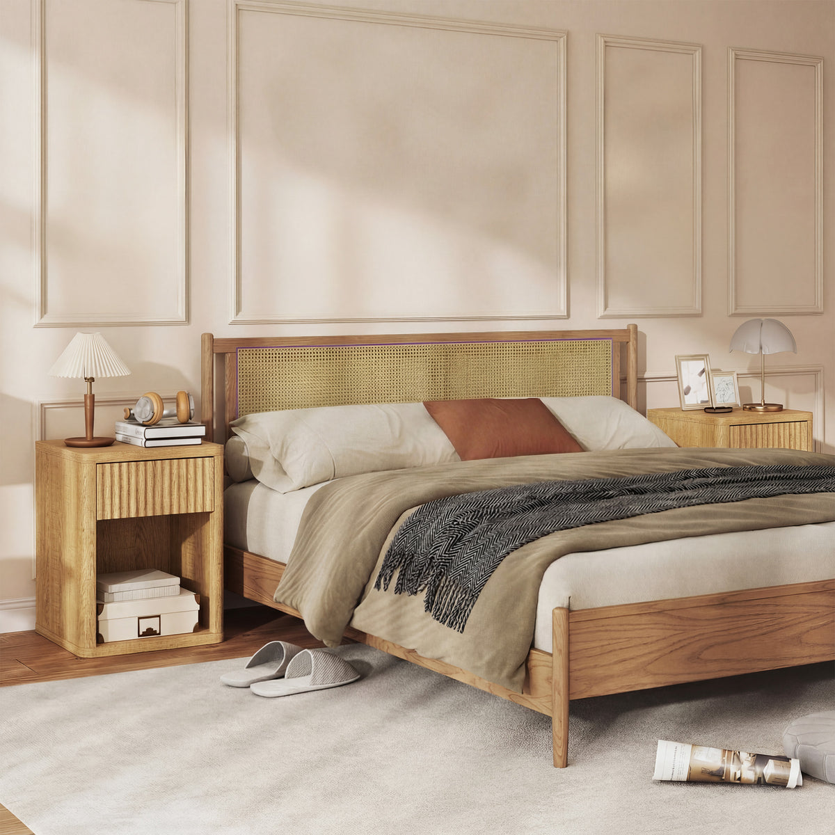 Nightstands with Drawer and Open Shelf, Set of 2 – 16"W x 20"H